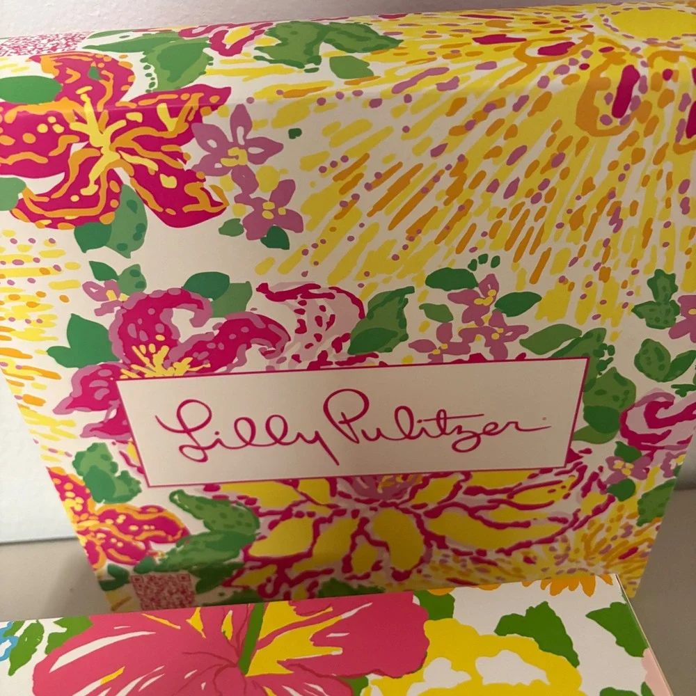 Lilly Pulitzer Empty Floral Print Gift Box Set of 2 Pink‎ Yellow Blue Flowers